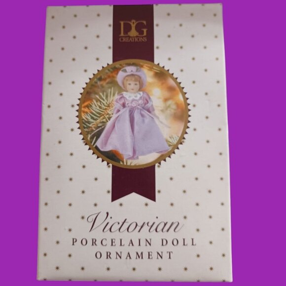 DG Creations Victorian Porcelain Doll Ornament  In Pink Dress & Hat - Picture 1 of 4